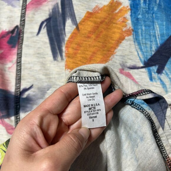 Jess & Jane Womens Small Colorful Abstract Print Tunic Top S 3/4 Sleeve - Picture 5 of 8